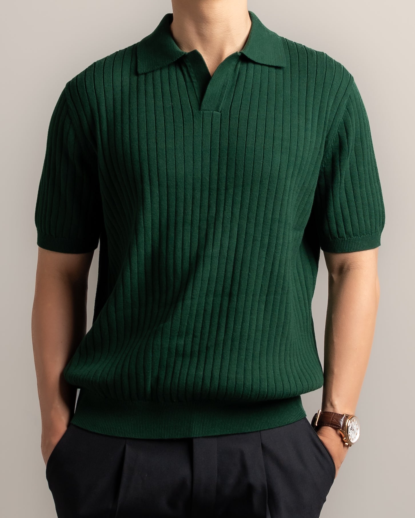 Knitted Striped Polo Tee – Elegant Timeless Style Nineteen95