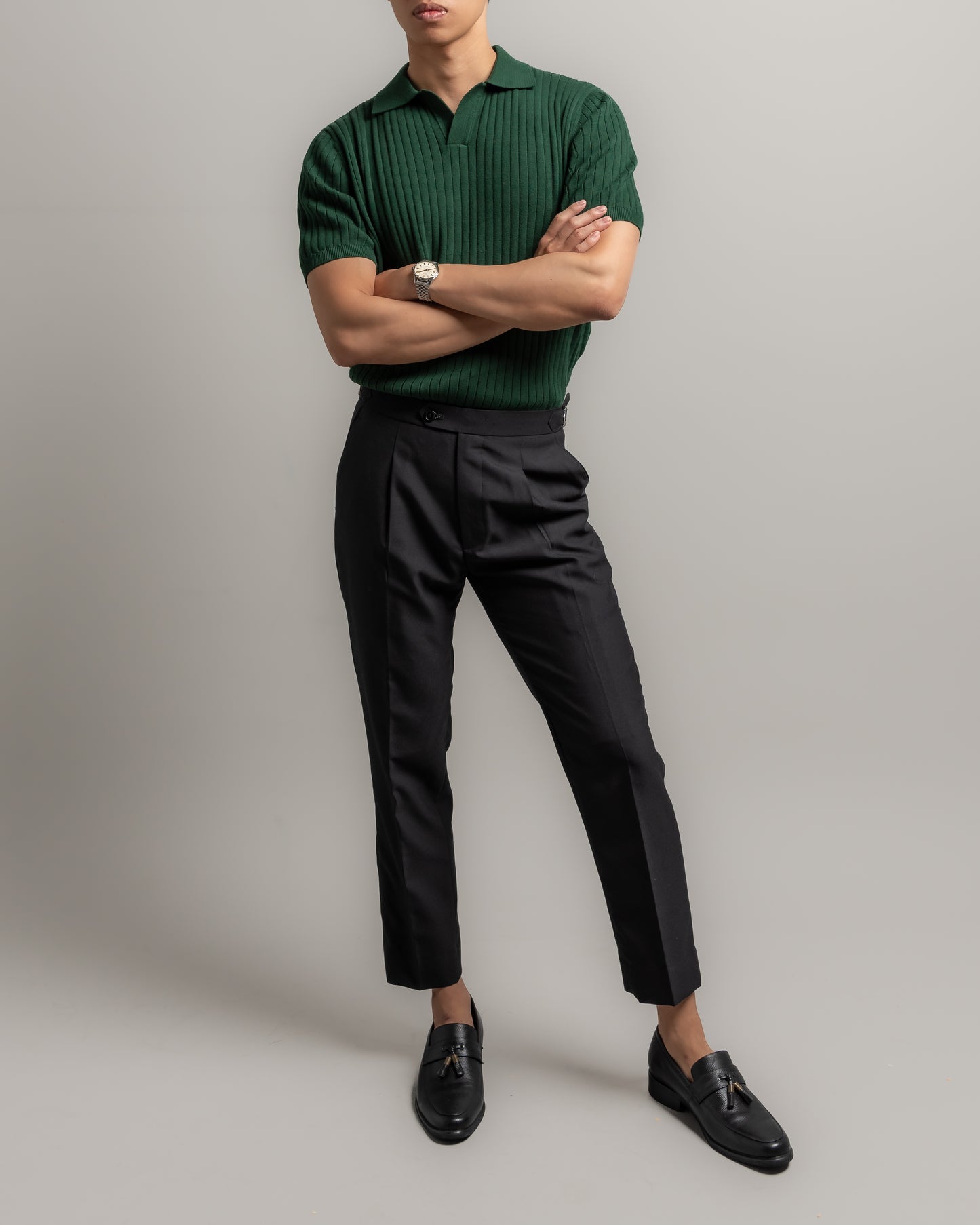 knitted-polo-tee-darkgreen-productshot-nineteen95